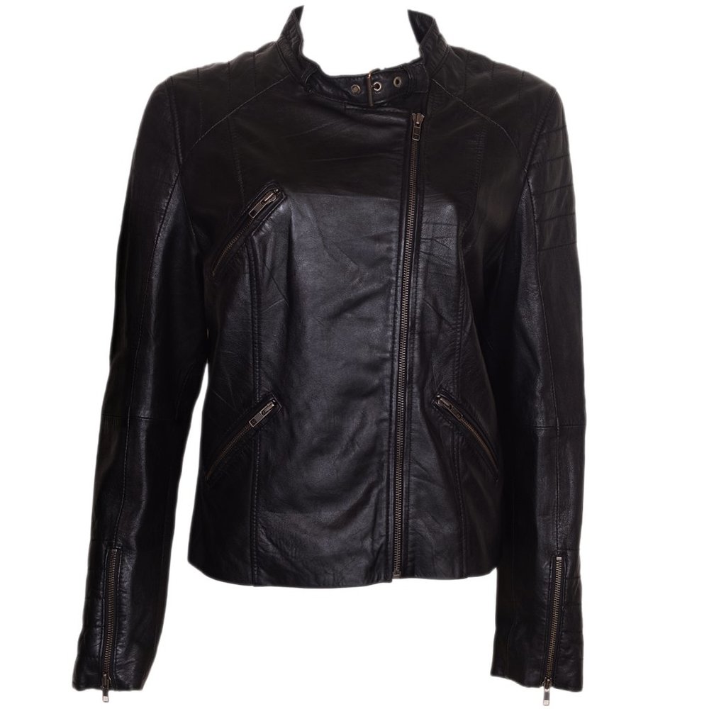 Women's Leather Black Biker Jacket